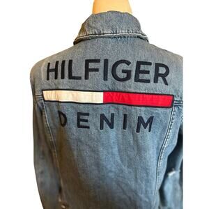 Tommy Hilfiger Denim Distressed Trucker's Jacket, Women's, Size Large